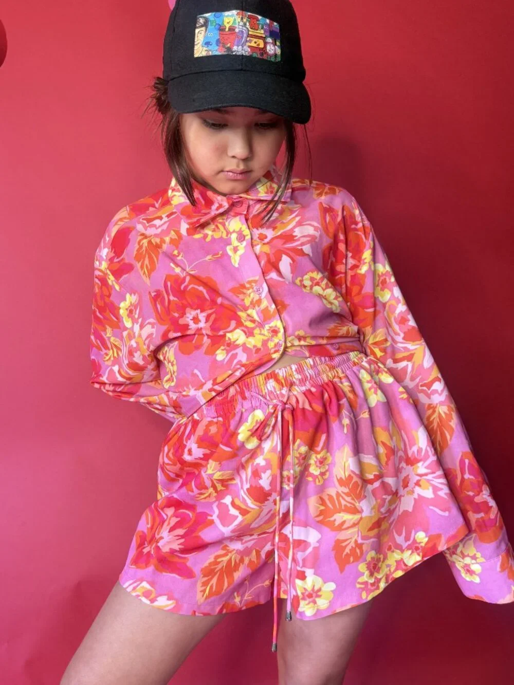 Seven Wonders Floral Shirt & Shorts Set • Pink Retro Matching Set